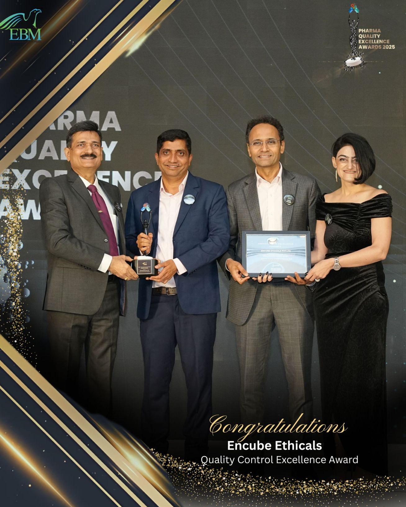 Quanity Control Excellence Award-Team Encube Ethicals Pvt Ltd